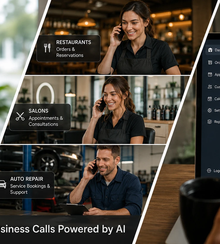 Restaurant, salon and repair service workflow examples